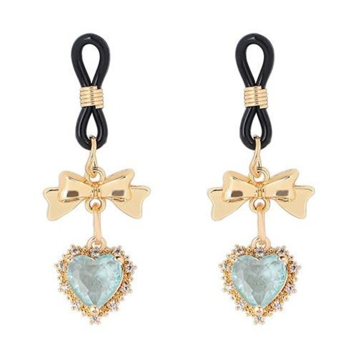 Set de accesorii BDSM, clips pentru sani in forma de inima, albastru, design ajustabil