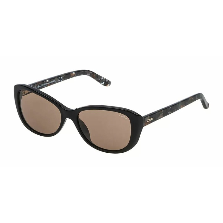 Ochelari de Soare Dama Lozza SL4156-520700, Ø 52 mm, UV400, Lentile Policarbonat Maro, Cadru Acetat Negru