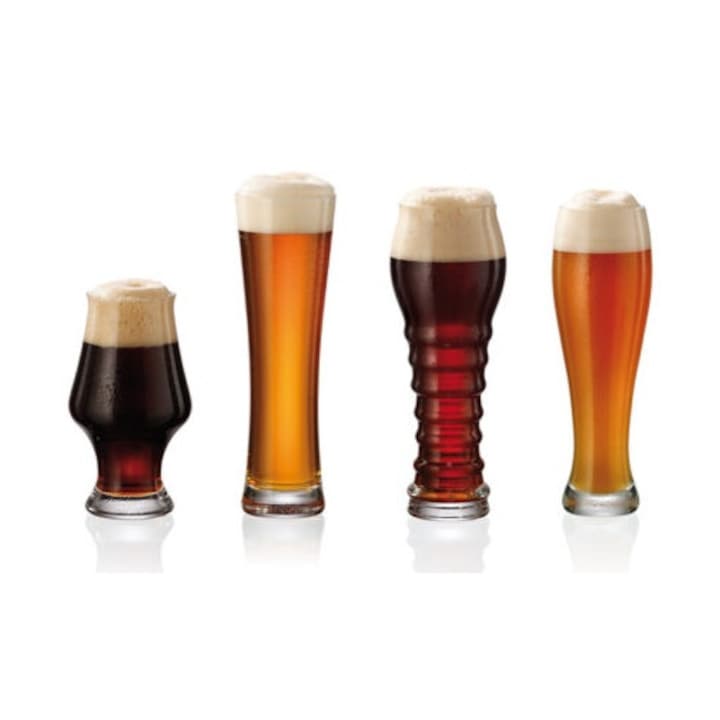 Set 4 pahare mixte bere artizanala, sticla cristalina, MAISON FORINE Craft II