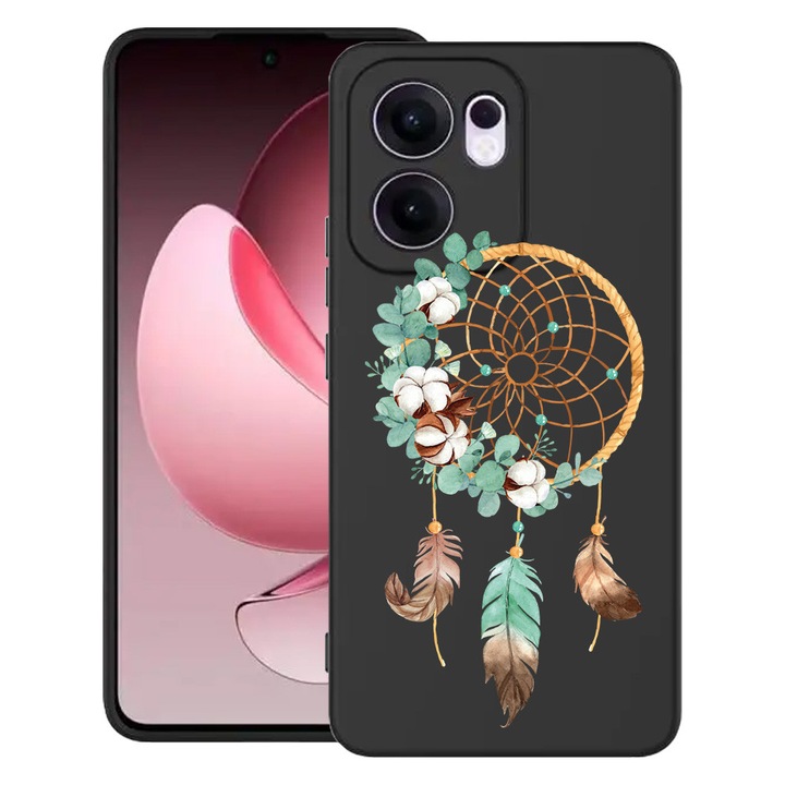 Силиконов калъф BestCase за OPPO Reno13 F 5G, Dreamcatcher, SLIM 1.2MM, Microfiber interior, Premium Soft Liquid Silicon, Black, 1996675 PB 950