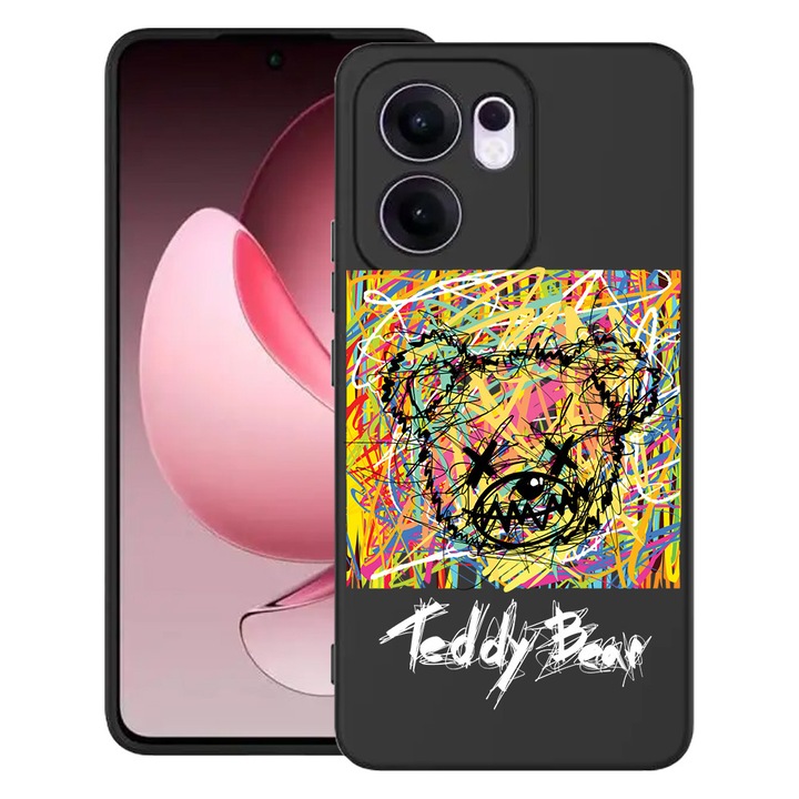 Силиконов калъф BestCase за OPPO Reno13 F 5G, Teddy Bear Abstract, SLIM 1.2MM, Microfiber interior, Premium Soft Liquid Silicon, Black, 1996675 PB 1564