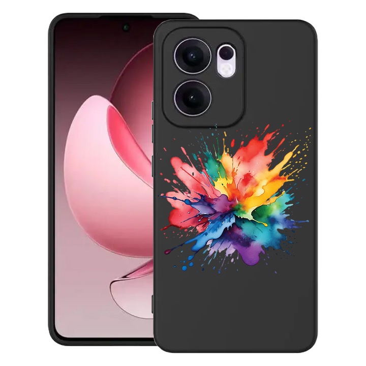 Силиконов калъф BestCase за OPPO Reno13 F 5G, Color Splash, SLIM 1.2MM, Microfiber interior, Premium Soft Liquid Silicon, Black, 1996675 PB 1598