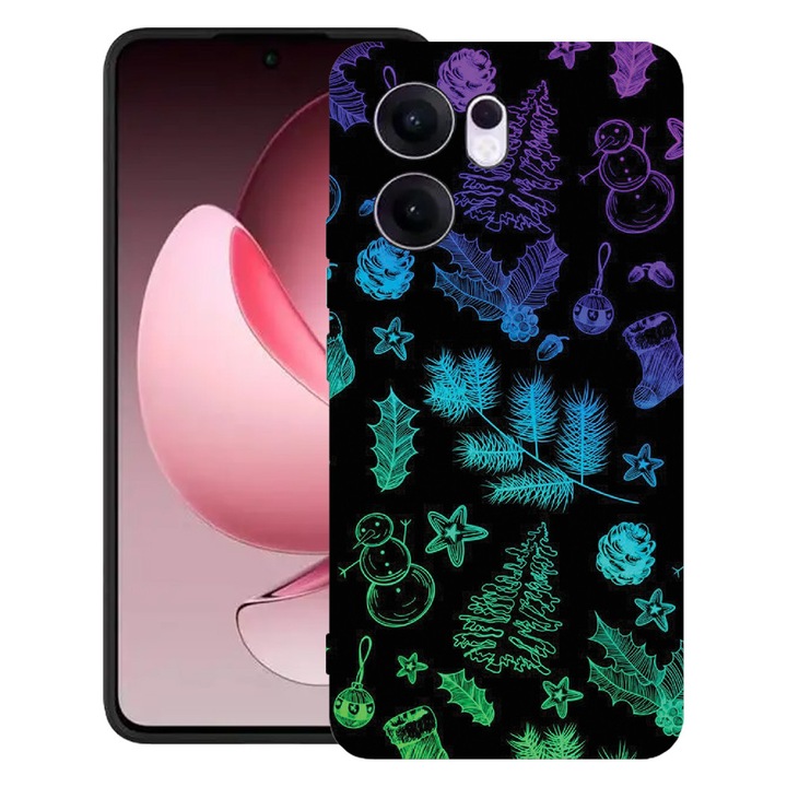 Силиконов калъф BestCase за OPPO Reno13 F 5G, Xmas Pattern, SLIM 1.2MM, Microfiber interior, Premium Soft Liquid Silicon, Black, 1996675 PB 1358