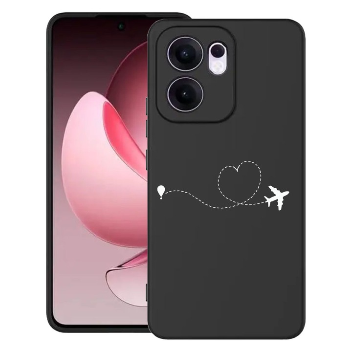 Силиконов калъф BestCase за OPPO Reno13 F 5G, Love To Travel, SLIM 1.2MM, Microfiber interior, Premium Soft Liquid Silicon, Black, 1996675 PB 746