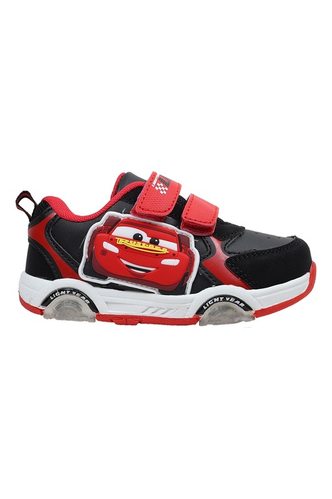 Walt Disney, Pantofi sport de piele ecologica cu velcro si Lightning McQueen, Rosu/Negru/Gri, 30 EU