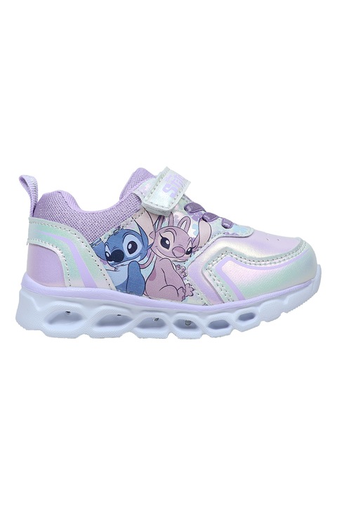Walt Disney, Lilo és Stitch tépőzáras sneaker LED-világítással, Halványlila/Ezüstszín