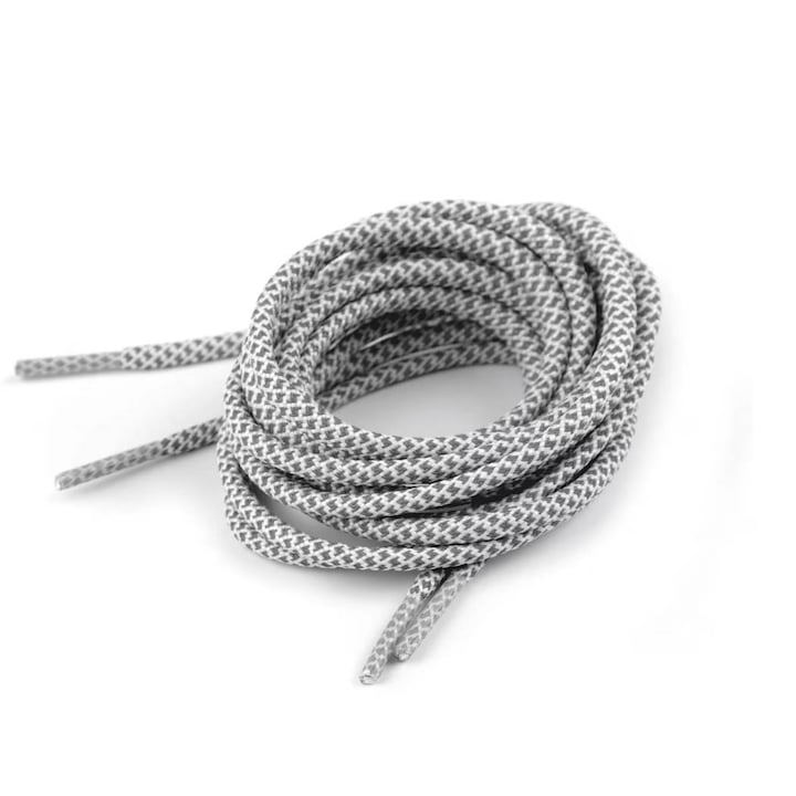 Sireturi reflectorizante rotunde, 130cm, gri, set