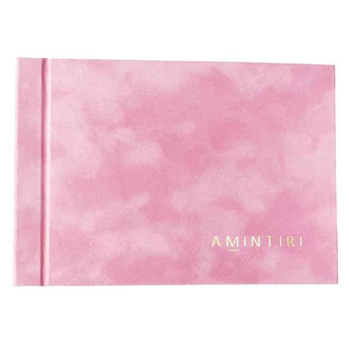 Albume foto AMBA, coperta cartonata imbracata cu plus roz, 6 file, 19x14 cm