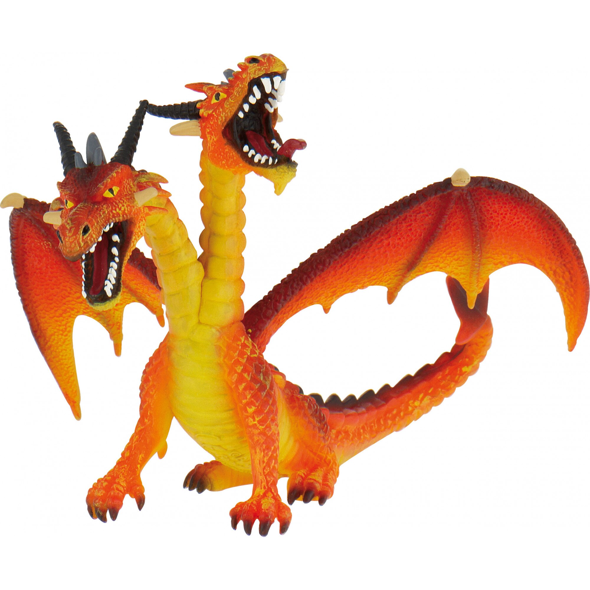 Figurina Bullyland - Dragon orange cu 2 capete 755983