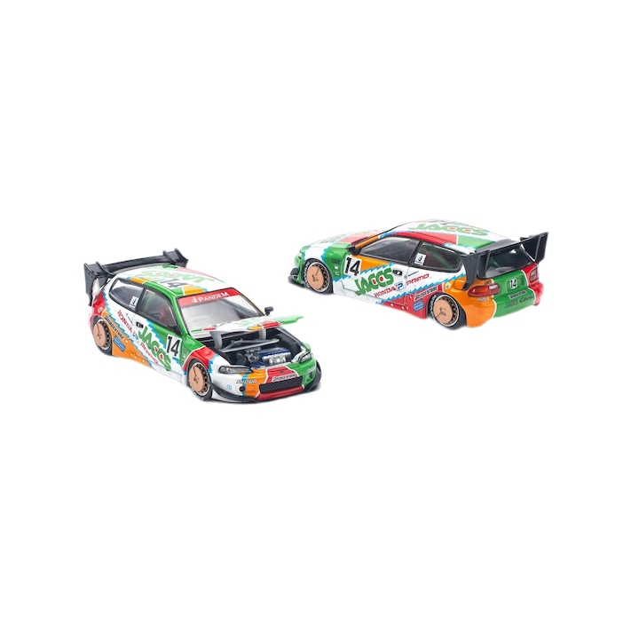 Pop Race fém autó, Pandem Civic EG6 v1.5 JACCS, 1:64, Többszínű