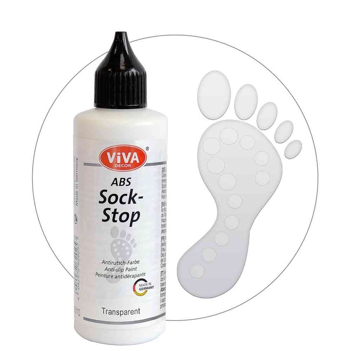 Vopsea anti-alunecare sosete si textile ABS Sock-Stop VIVA DECOR, 82ml Transparent