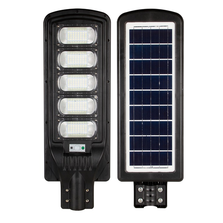 Lampa stradala solara 250W, 839 Lm, LiFePO4 15.000 mAh, 743 mm, functie „Control timp iluminare”, cu radar senzor si telecomanda, autonomie min. 10h