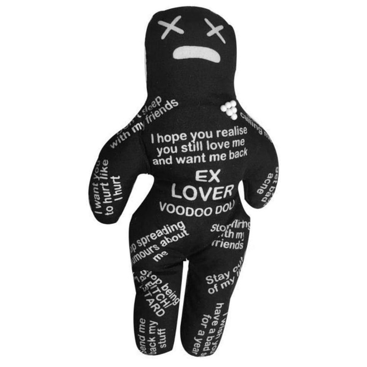 Papusa voodoo anti-stres destinata pentru seful tau, Ventoo®, distractie amuzanta si razbunare simbolica, dimensiune 20 cm, negru