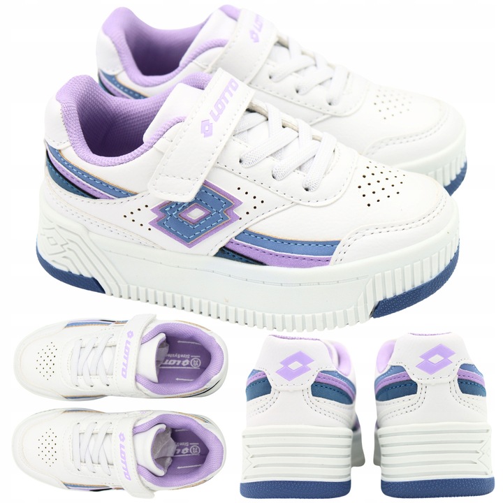 Pantofi Sport Pentru Copii, Lotto, 2600160K 1055, Material Superior Sintetic, De Inchidere Sireturi Elastice + Velcro, Talpa Cauciuc, Destinatie Incaltaminte De Zi, Pentru Copii, Multicolor, Alb