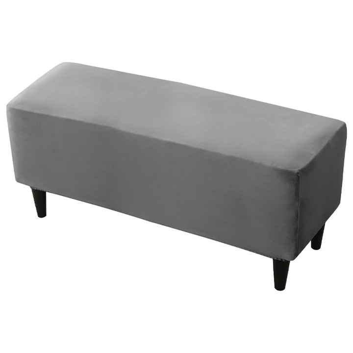 Husa pentru taburet dublu, Meble OdNowa, catifea, gri inchis, 35-45x20-30x80-120cm