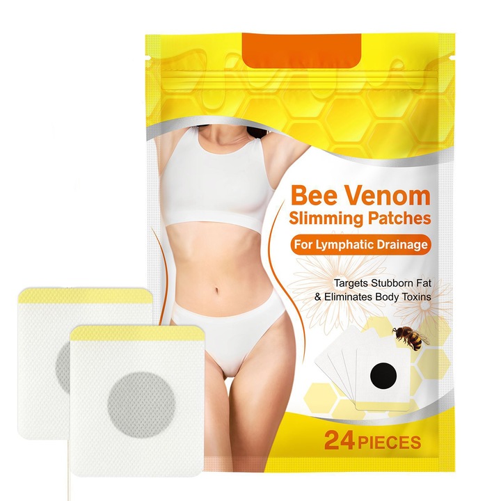 Plasturi slabire, TREXORA, set 24 bucati, pentru abdomen si brate, cu venin de albine si ghimbir, ingrediente 100% naturale