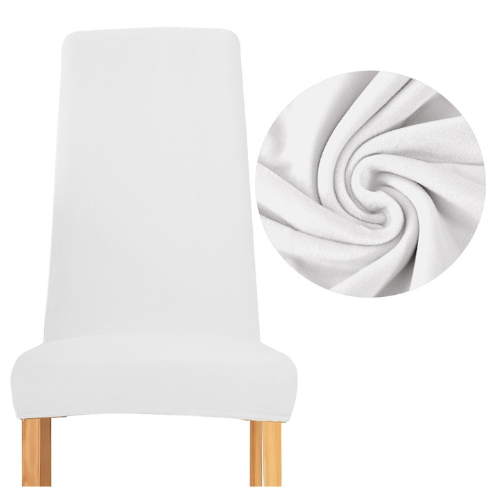 Husa scaun, Meble OdNowa, pentru spatar ingust, material velur gros, alb