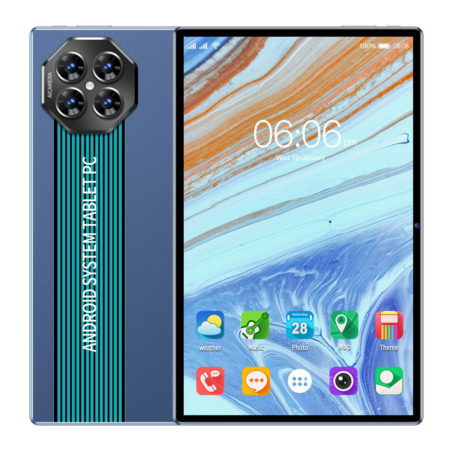 Tableta Android Ecran Mare 10 Inch, 16+512G Definitie Ultra-Hoara, Culoare Albastra