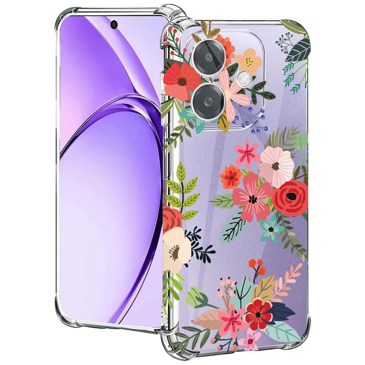 BestCase® Husa pentru OPPO A60 5G / A40 / A40M, Anti Shock 1.5MM, Flowers, Protectie camera, ecran si colturi, 2004575 AS 630