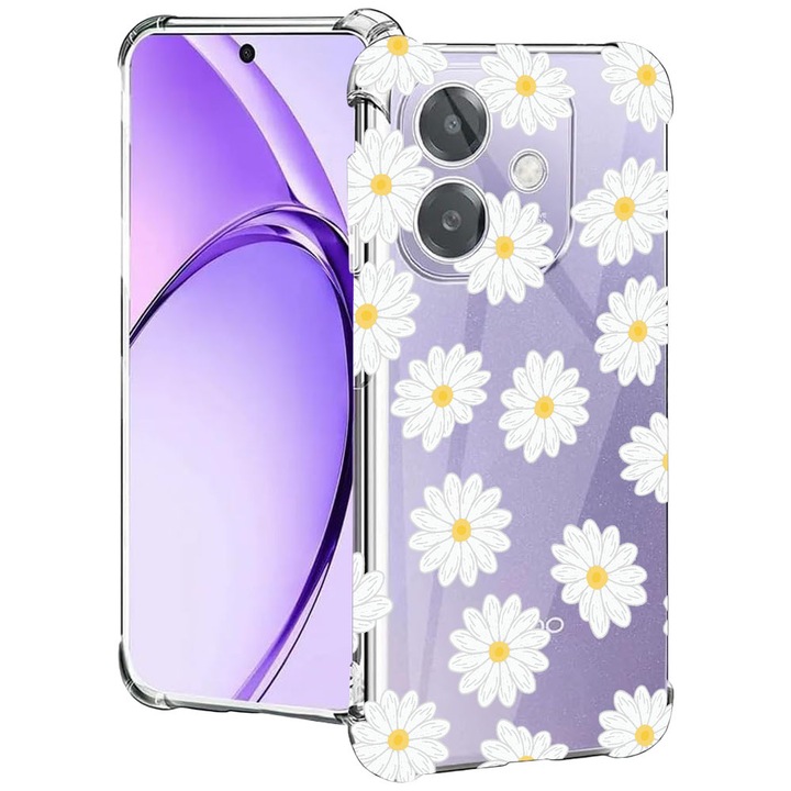 BestCase® Husa pentru OPPO A60 5G / A40 / A40M, Anti Shock 1.5MM, Happy Flowers Daisy, Protectie camera, ecran si colturi, 2004575 AS 513