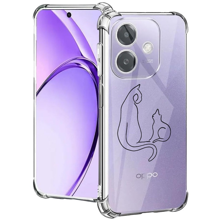 BestCase® Husa pentru OPPO A60 5G / A40 / A40M, Anti Shock 1.5MM, Abstract Cat, Protectie camera, ecran si colturi, 2004575 AS 738