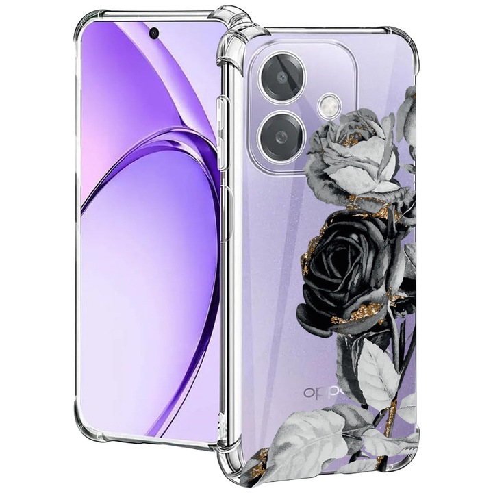 BestCase® Husa pentru OPPO A60 5G / A40 / A40M, Anti Shock 1.5MM, Black Rose, Protectie camera, ecran si colturi, 2004575 AS 990