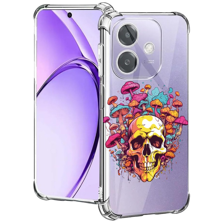 BestCase® Husa pentru OPPO A60 5G / A40 / A40M, Anti Shock 1.5MM, Dream Colors - Skull and Mushrooms, Protectie camera, ecran si colturi, 2004575 AS 1577