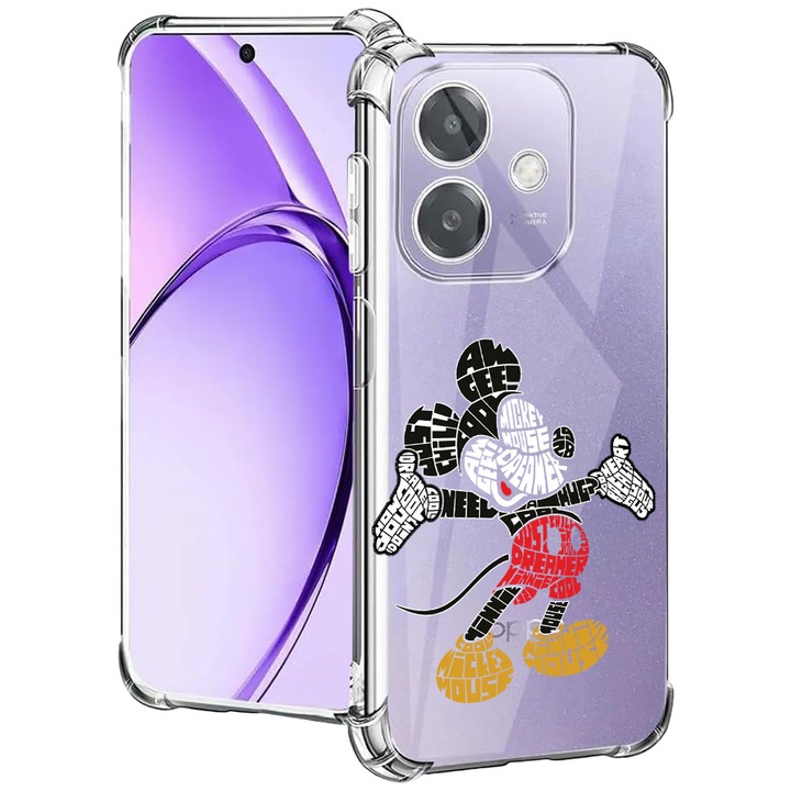 BestCase® Husa pentru OPPO A60 5G / A40 / A40M, Anti Shock 1.5MM, Calligraphy Mickey Mouse, Protectie camera, ecran si colturi, 2004575 AS 1525