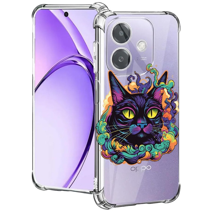 BestCase® Husa pentru OPPO A60 5G / A40 / A40M, Anti Shock 1.5MM, Dream Colors - Black Cat, Protectie camera, ecran si colturi, 2004575 AS 1571