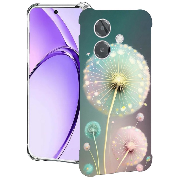 BestCase® Husa pentru OPPO A60 5G / A40 / A40M, Anti Shock 1.5MM, Green Dandelion, Protectie camera, ecran si colturi, 2004575 AS 1143