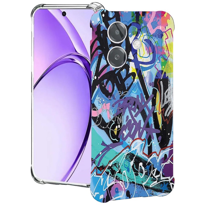 BestCase® Husa pentru OPPO A60 5G / A40 / A40M, Anti Shock 1.5MM, Graffiti, Protectie camera, ecran si colturi, 2004575 AS 1184