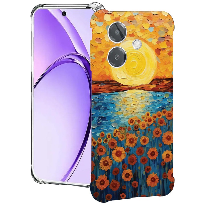 BestCase® Husa pentru OPPO A60 5G / A40 / A40M, Anti Shock 1.5MM, Sunflower Painting, Protectie camera, ecran si colturi, 2004575 AS 1273