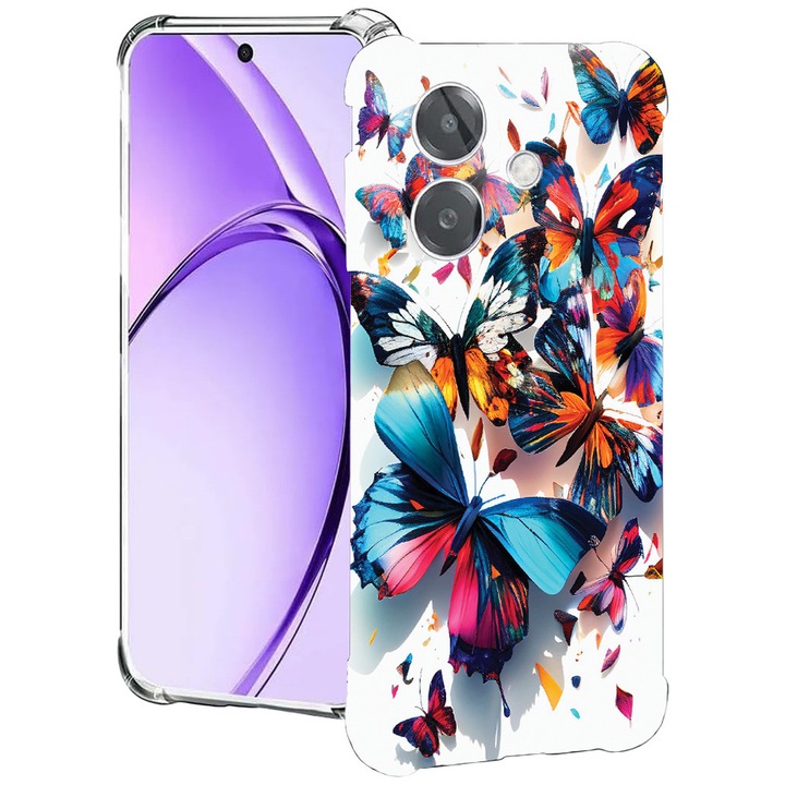 BestCase® Husa pentru OPPO A60 5G / A40 / A40M, Anti Shock 1.5MM, Colorful Butterflies, Protectie camera, ecran si colturi, 2004575 AS 1226