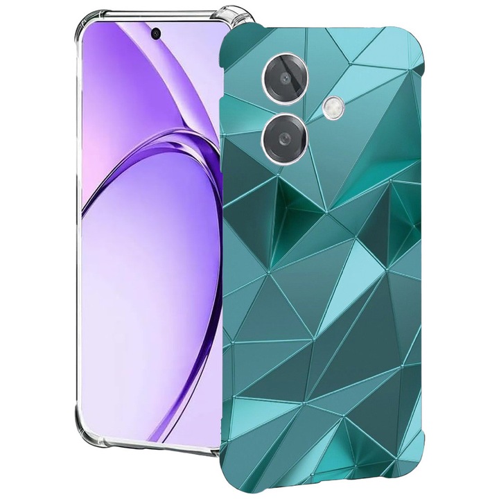 BestCase® Husa pentru OPPO A60 5G / A40 / A40M, Anti Shock 1.5MM, Green Mosaic, Protectie camera, ecran si colturi, 2004575 AS 1251