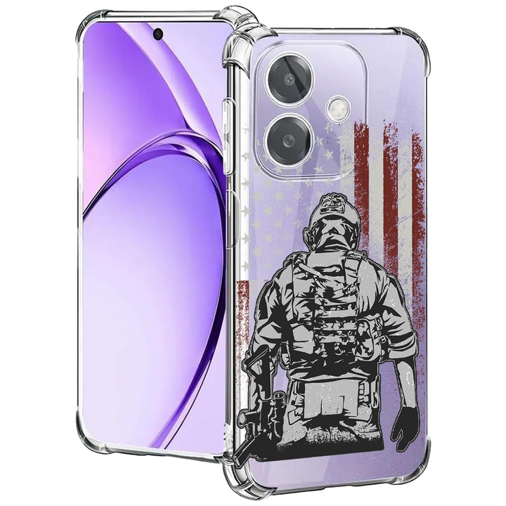 BestCase® Husa pentru OPPO A60 5G / A40 / A40M, Anti Shock 1.5MM, American Soldier, Protectie camera, ecran si colturi, 2004575 AS 1832
