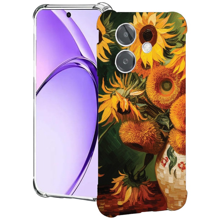 BestCase® Husa pentru OPPO A60 5G / A40 / A40M, Anti Shock 1.5MM, Sunflower Painting, Protectie camera, ecran si colturi, 2004575 AS 1272