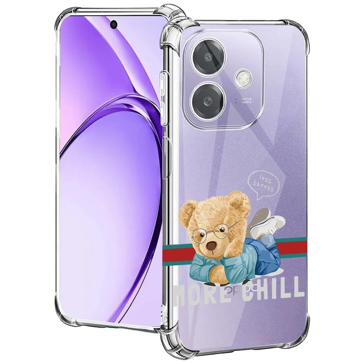 BestCase® Husa pentru OPPO A60 5G / A40 / A40M, Anti Shock 1.5MM, More Chill Teddy Bear, Protectie camera, ecran si colturi, 2004575 AS 1822