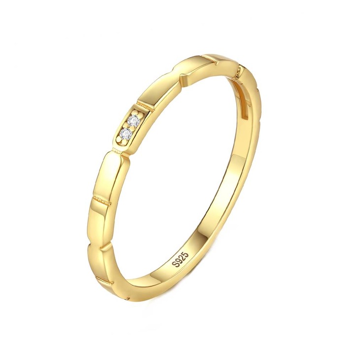 Inel din Argint cu Cristale Zirconiu, Placat cu Aur, Royaldiam, Marimea 6