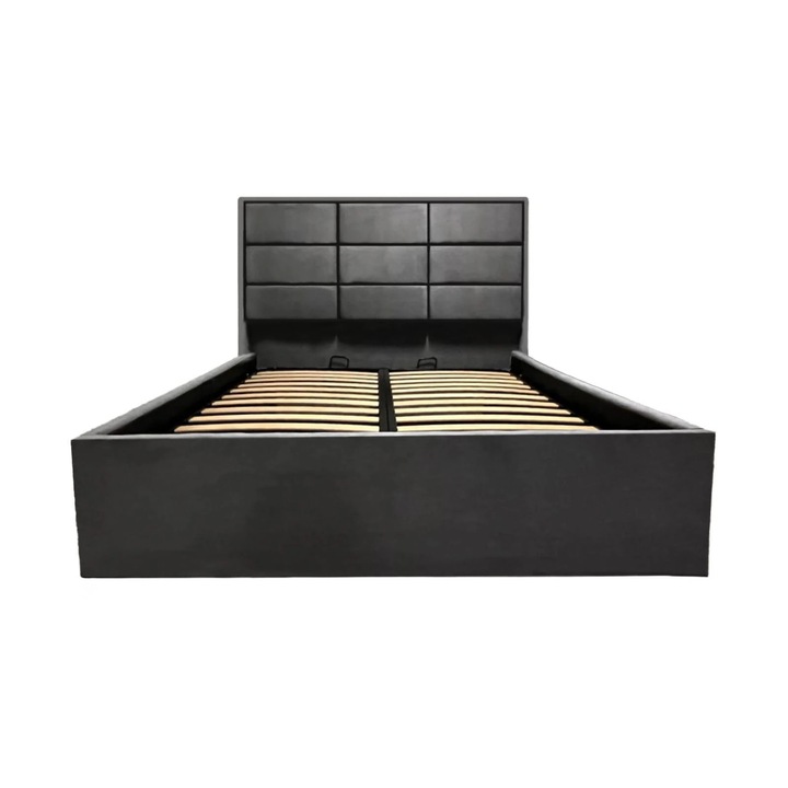 Pat Cosmos tapitat 130/200 cu somiera rabatabila si spatiu depozitare gri