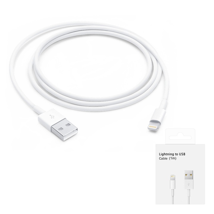 Gyors USB-A - Lightning kábel, iPhone-kompatibilis, 1m, R64, szilikon, Apple A1480 MXLY2ZM/A, R64, szilikon, gyöngyfehér bliszteres csomagolás