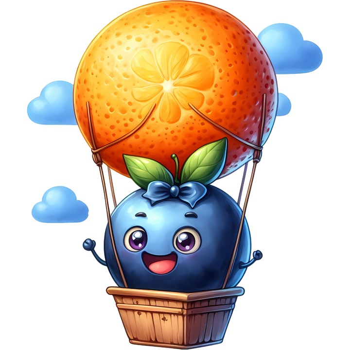 Sticker Afine amuzant de vara in balonul cu aer, Fructe, Autoadeziv, Cri-Flo, Marime 10 cm