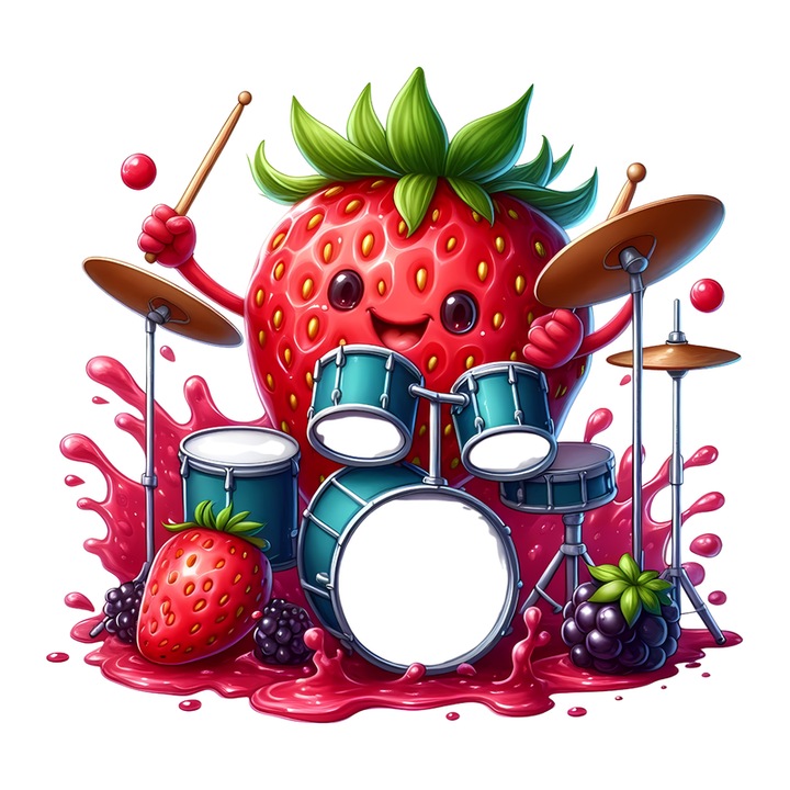 Sticker Capsuna amuzanta de vara tobosar, Fructe, Autoadeziv, Cri-Flo, Marime 10 cm