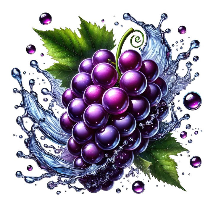 Sticker Struguri mov si val de apa, Fructe, Autoadeziv, Cri-Flo, Marime 10 cm