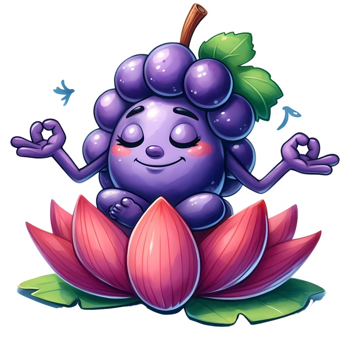 Sticker Strugure amuzant de vara yoga, Fructe, Autoadeziv, Cri-Flo, Marime 10 cm