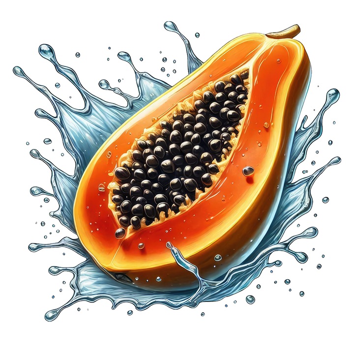 Sticker Papaya in val acvatic, Fructe, Autoadeziv, Cri-Flo, Marime 10 cm