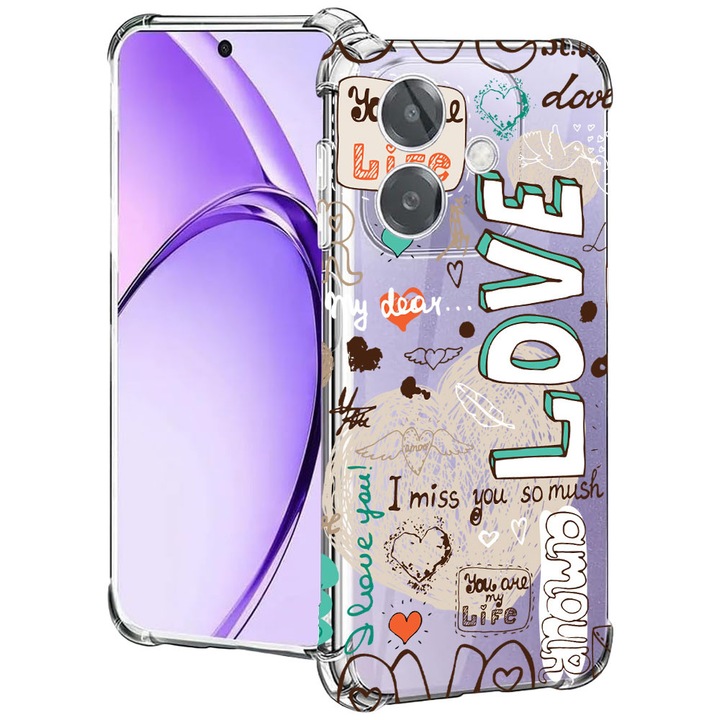 BestCase® Husa pentru OPPO A60 5G / A40 / A40M, Anti Shock 1.5MM, Love, Protectie camera, ecran si colturi, 2004575 AS 25