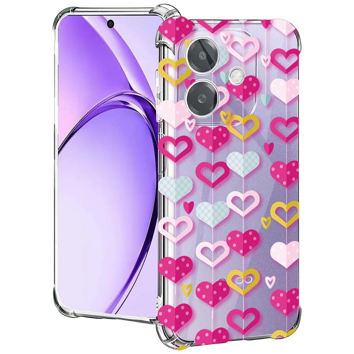 BestCase® Husa pentru OPPO A60 5G / A40 / A40M, Anti Shock 1.5MM, Lovely Hearts, Protectie camera, ecran si colturi, 2004575 AS 185