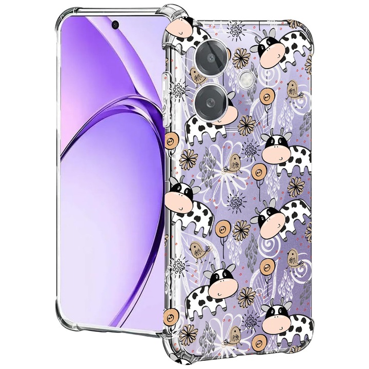 BestCase® Husa pentru OPPO A60 5G / A40 / A40M, Anti Shock 1.5MM, Cow Pattern, Protectie camera, ecran si colturi, 2004575 AS 1434
