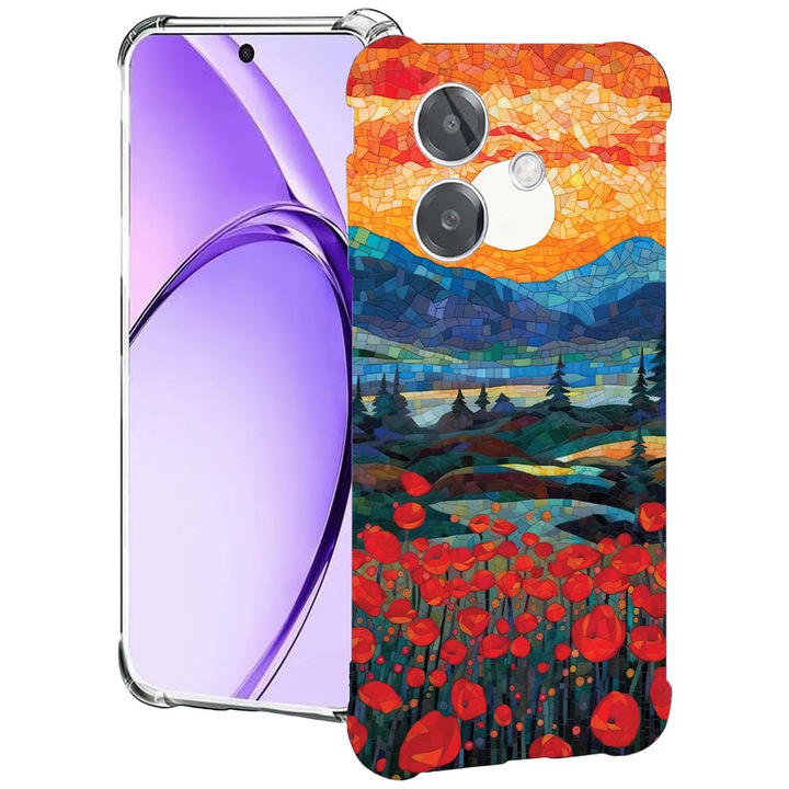 BestCase® Husa pentru OPPO A60 5G / A40 / A40M, Anti Shock 1.5MM, Poppies in Sunset, Protectie camera, ecran si colturi, 2004575 AS 1274