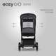 Carucior 2 in 1 Easy Go Zoya cu pliere automata Dual Fold ultracompacta, pana la 22 kg, copertina XXL, pozitie de somn si spatar inalt, Cloud Gray